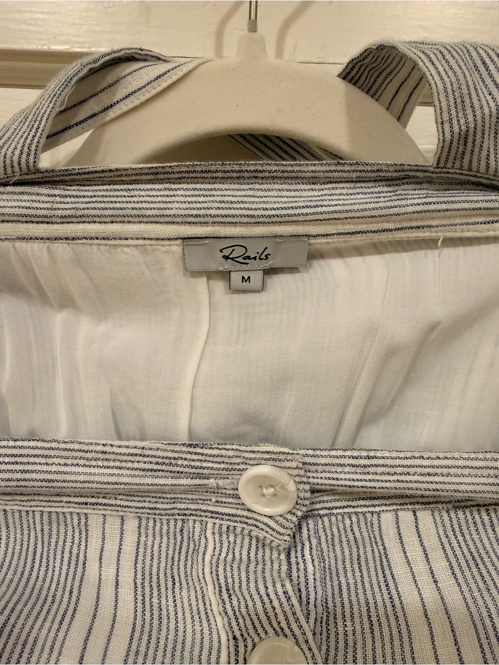 Rails Striped White and Navy Button-Front Dress